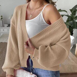 Open Front Dropped Shoulder Cardigan